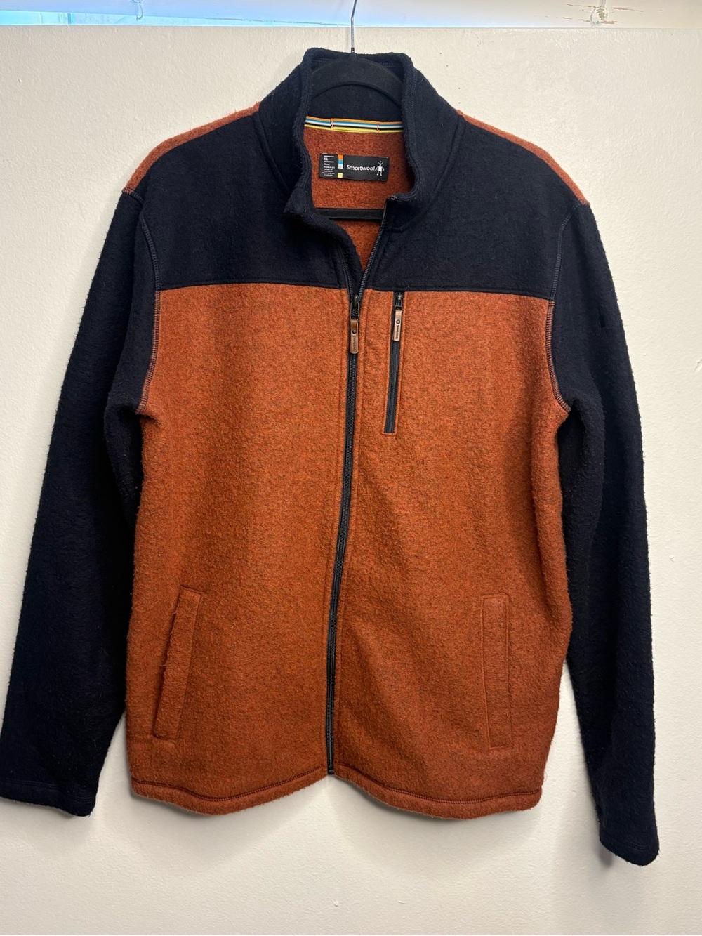 Smartwool Men’s Hudson Trail Fleece Full Zip Jacket Navy- Picante Xl